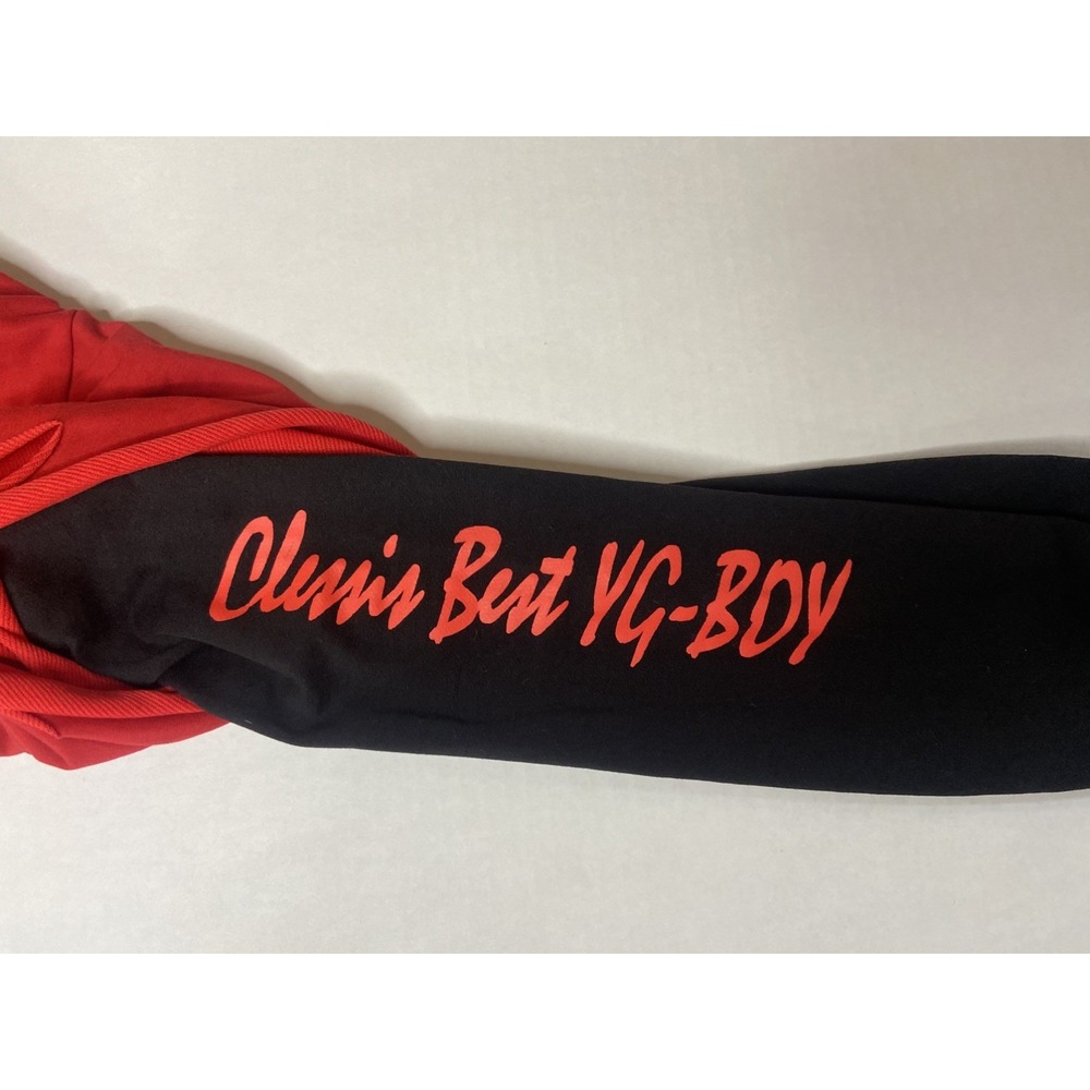 Yuge Fashion Red Black Layered Distressed Graphic Hoodie Mens 3XL Streetwear - Picture 12 of 16